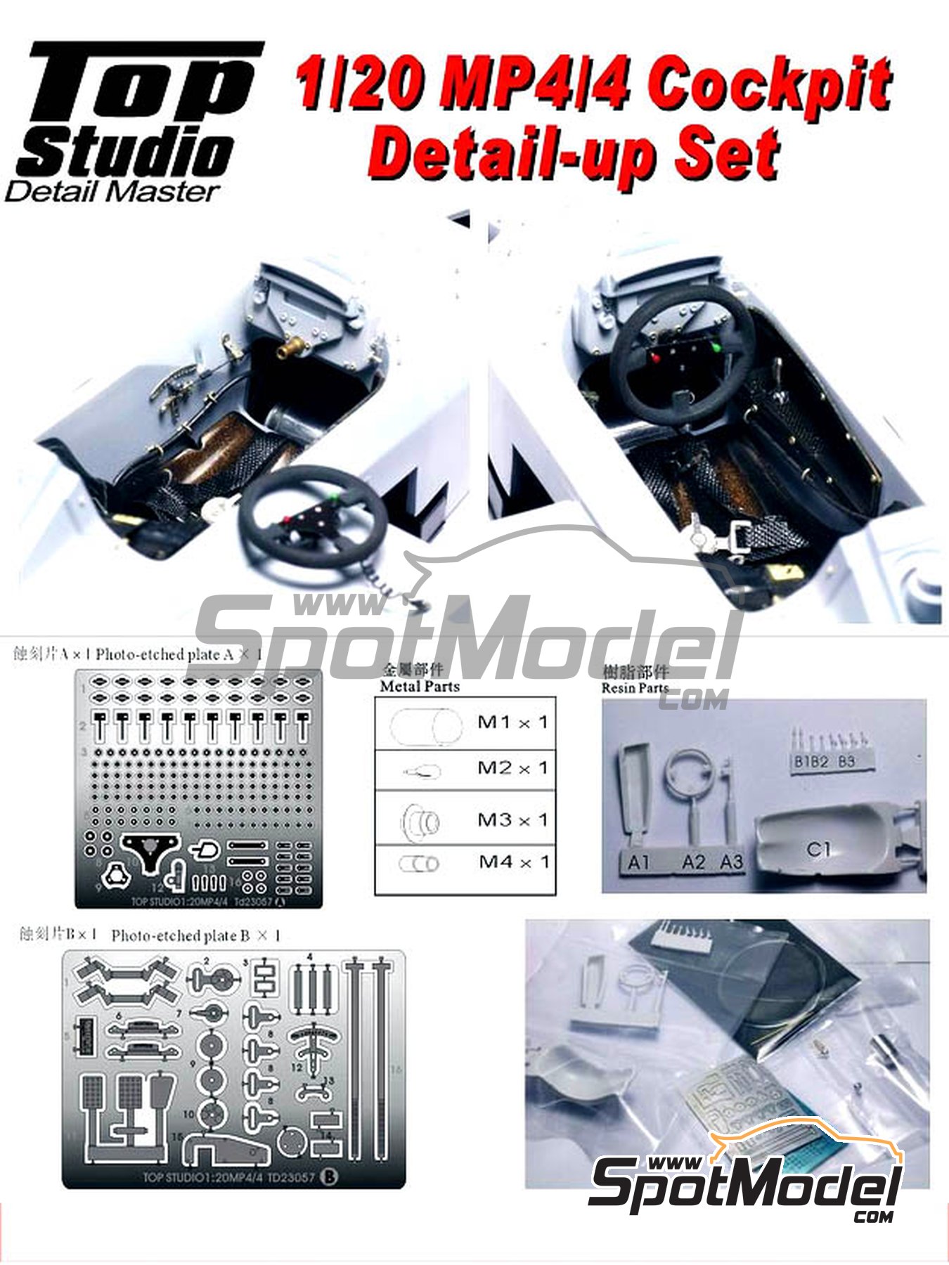 Top Studio TD23057: Cockpit set 1/20 scale - McLaren Honda MP4/4